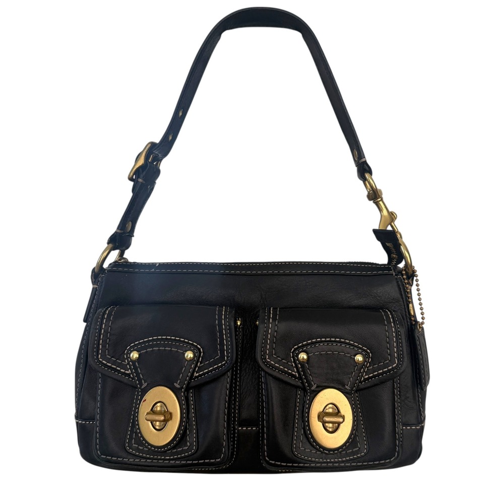 Coach Legacy 65th Anniversary F12868 Leather Turnlock Bag Large Black Y2K Buckle